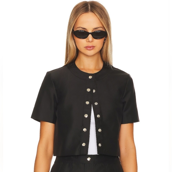 Amanda Uprichard Tops - Amanda Uprichard Black Nylon Braswell Top /Sh-acket – Sz Large